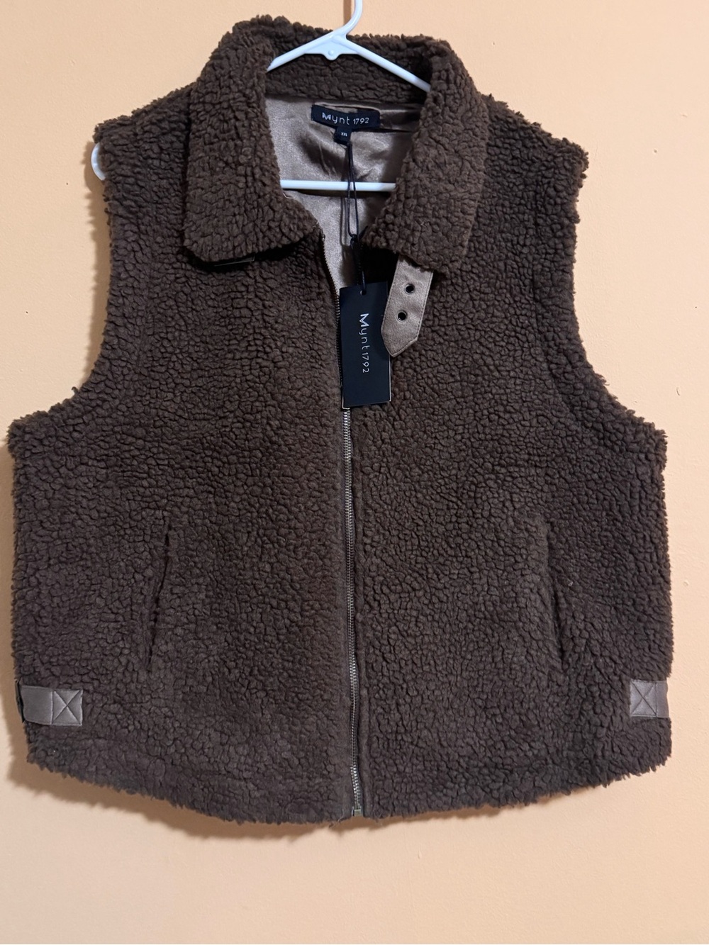 Mynt 1792 Faux Shearling Sherpa Vest Jacket Brown XXL NWT